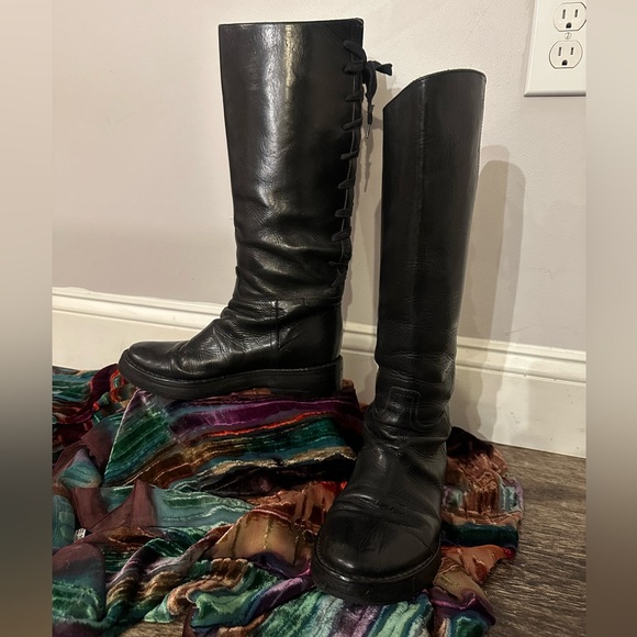 Ann Demeulemeester black leather corset lace up knee high boots size EU 38 /US 8 - Picture 5 of 8